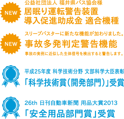 事故多発判定警告機能　「科学技術賞（開発部門）」受賞　「安全用品部門賞」受賞